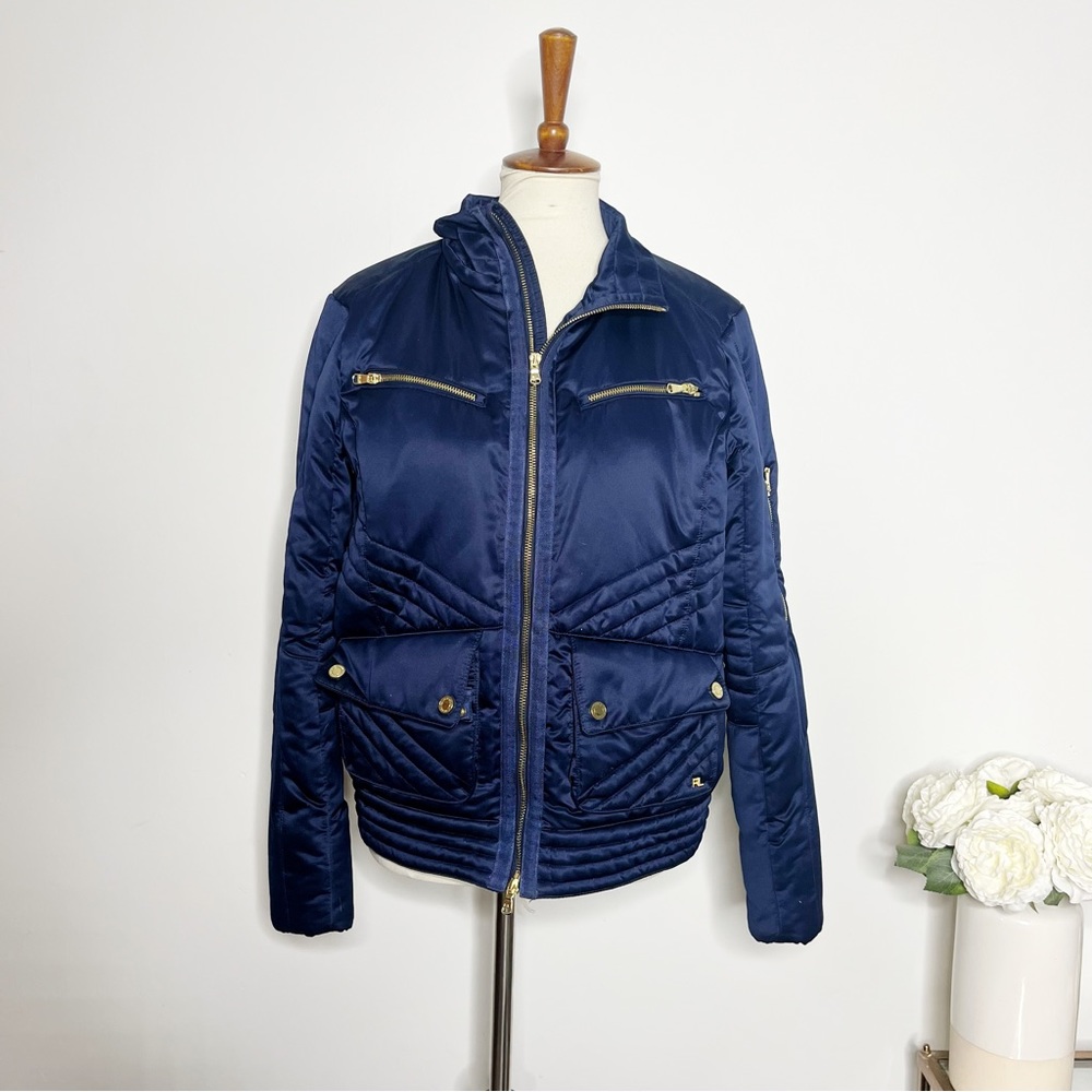 Ralph Lauren Golf winter jacket / puffer satin outer navy blue size medium